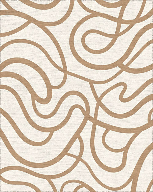 Abstract Beige Wavy Pattern Rug - Cutout View