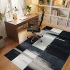 Abstract Black White Geometric Blocks Rug - Office View