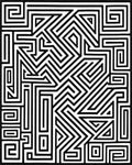 Abstract Black White Maze Lines Rug - Cutout View