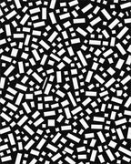 Abstract Black White Rectangular Pattern Rug - Cutout View