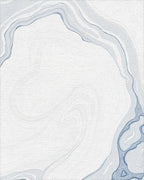 Abstract Blue Marble Swirl Design Rug - Cutout View