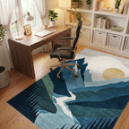 Abstract Blue Mountain Sunset Tapestry Rug - Office View