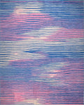 Abstract Blue Pink Wave Stripes Rug - Cutout View