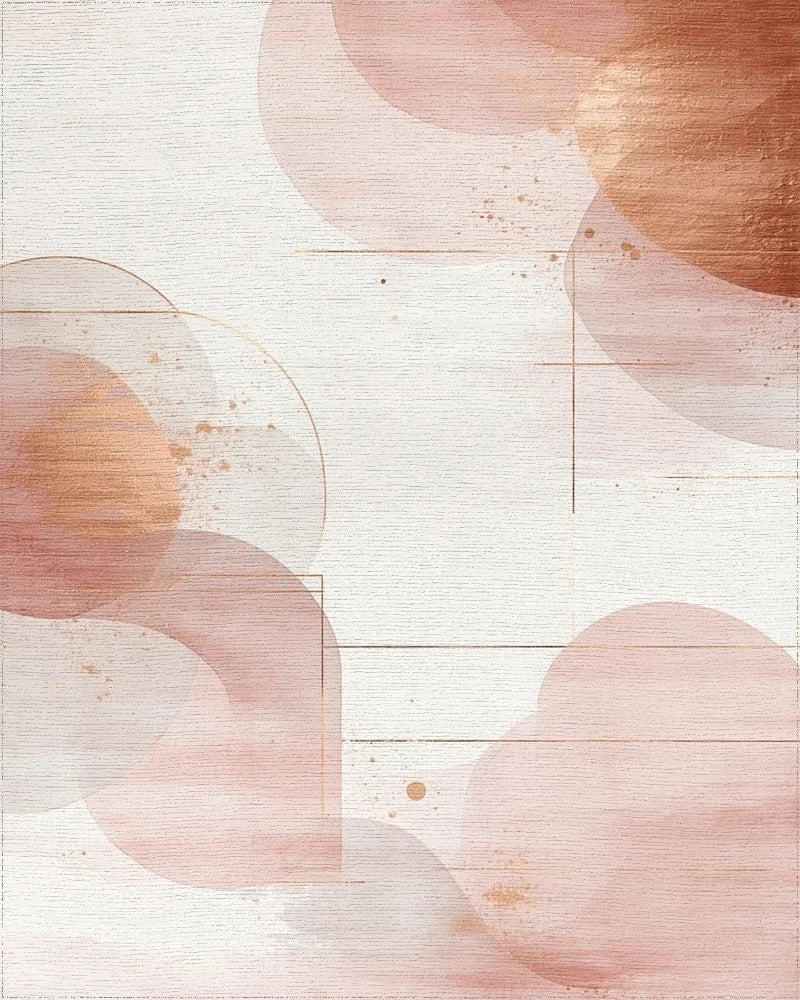 Abstract Blush Geometric Watercolor Burst Rug - Cutout View