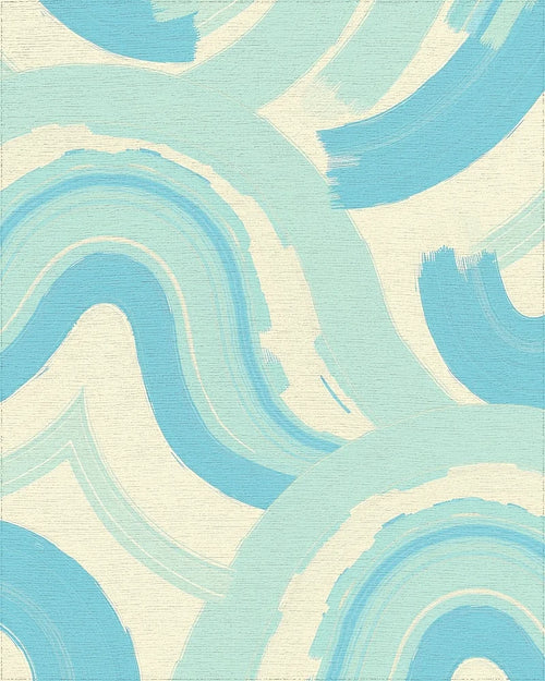 Abstract Brush Stroke Light Blue Design Rug - Cutout View