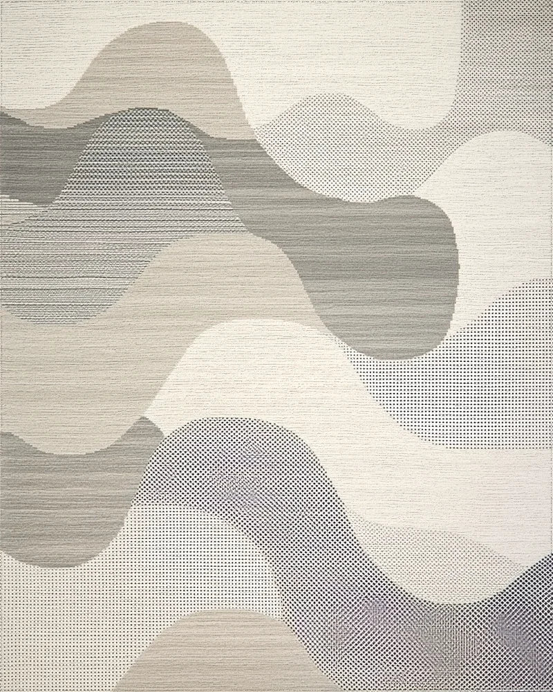 Abstract Cool Tones Wave Form Rug - Cutout View