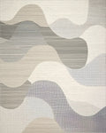 Abstract Cool Tones Wave Form Rug - Cutout View