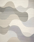 Abstract Cool Tones Wave Form Rug - Cutout View