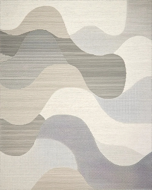 Abstract Cool Tones Wave Form Rug - Cutout View