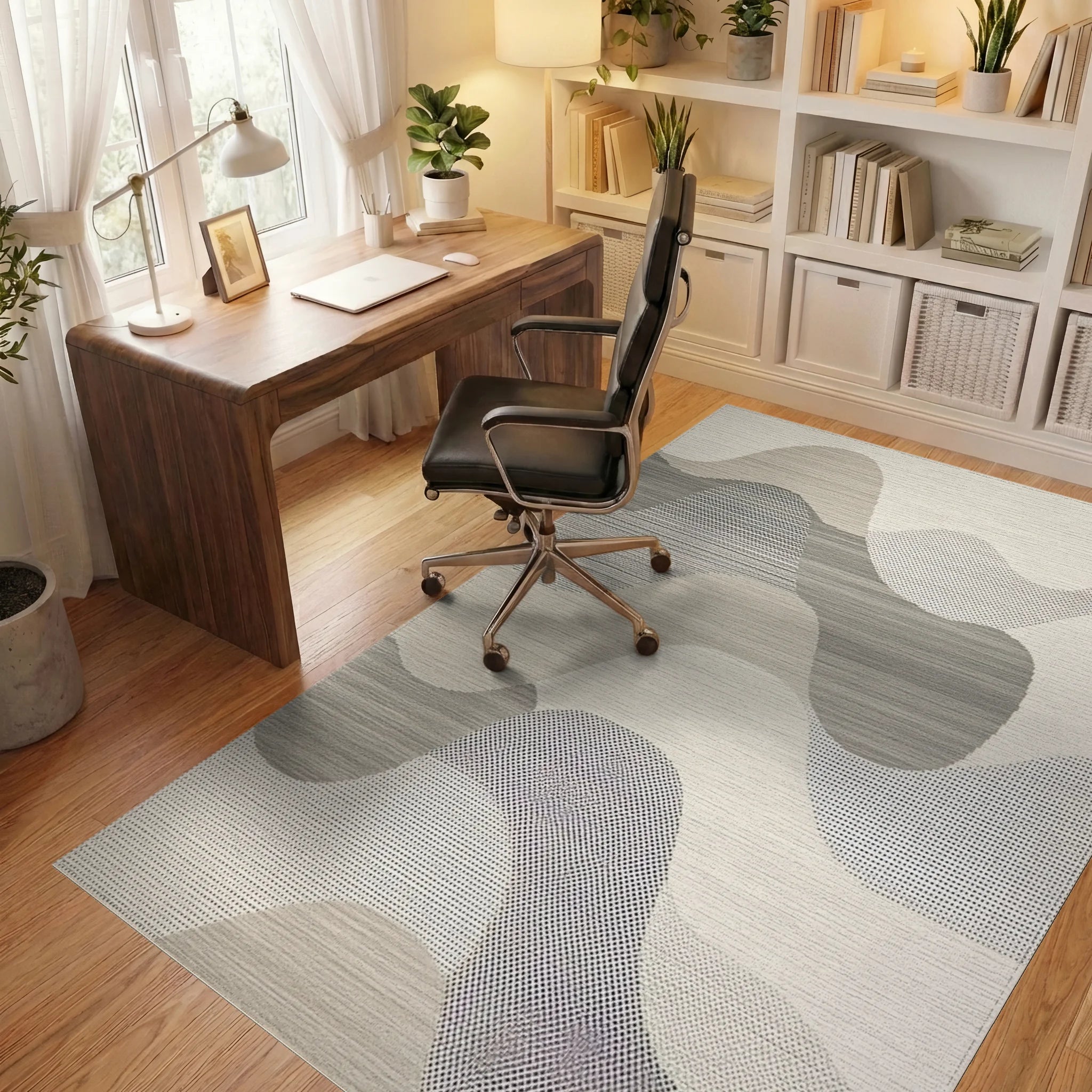Abstract Cool Tones Wave Form Rug - Office View