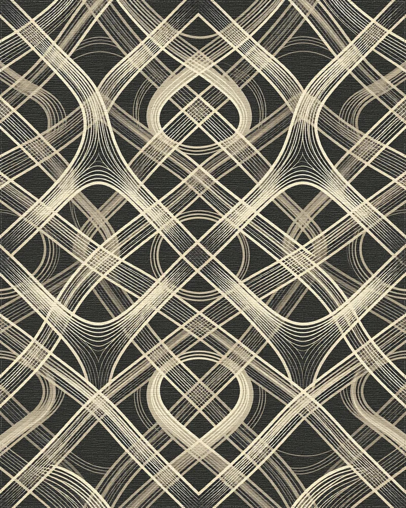 Abstract Cream Woven Lattice Rug - Cutout View