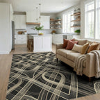 Abstract Cream Woven Lattice Rug Living Room View