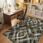 Abstract Cream Woven Lattice Rug Office View