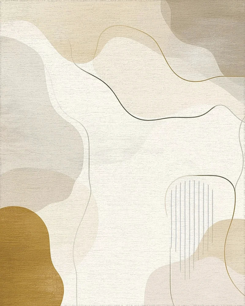 Abstract Earth Tones Organic Shapes Rug - Cutout View