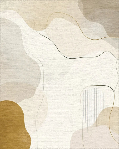 Abstract Earth Tones Organic Shapes Rug - Cutout View