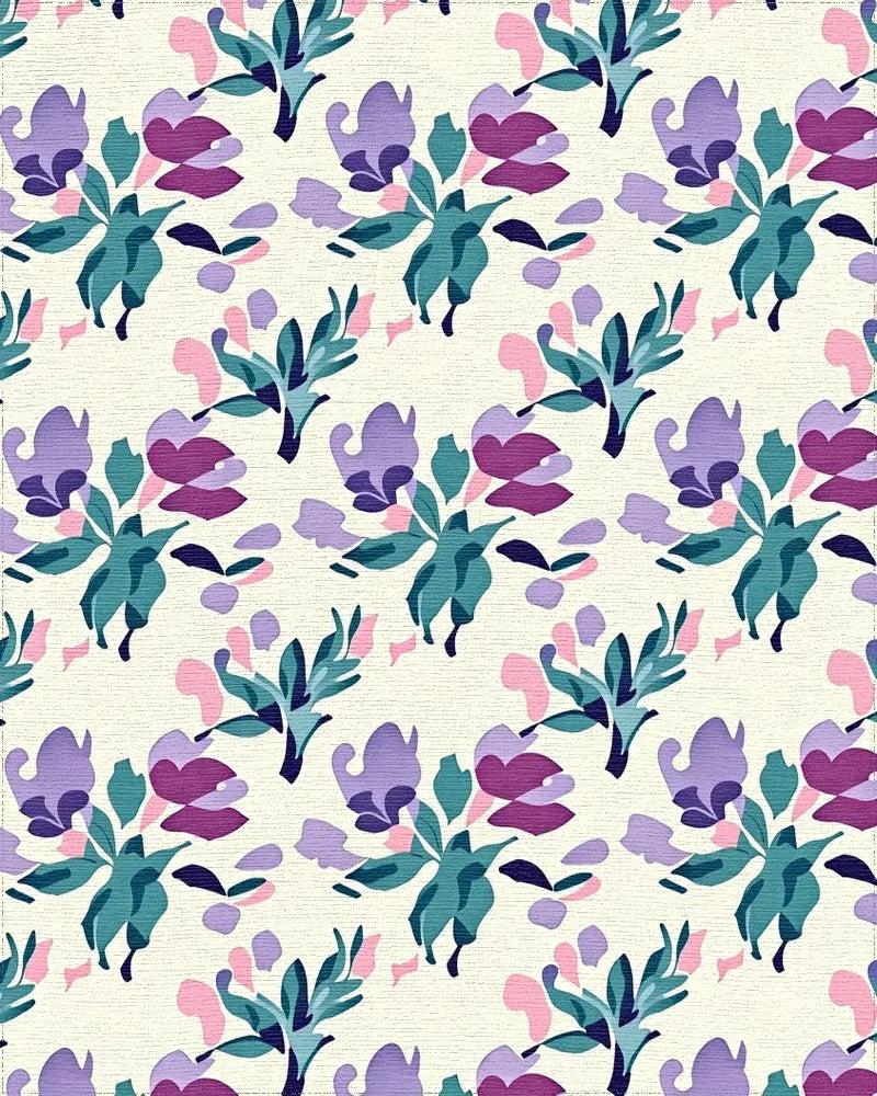Abstract Floral Garden Pattern Rug - Cutout View