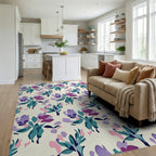 Abstract Floral Garden Pattern Rug Living Room View