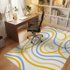 Abstract Flowing Lines Blue Yellow Rug Office View