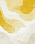 Abstract Flowing Yellow White Waves Rug - Cutout View
