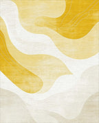 Abstract Flowing Yellow White Waves Rug - Cutout View