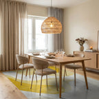 Abstract Flowing Yellow White Waves Rug - Dining Room View