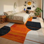 Abstract Geometric Circles Rug - Bedroom View