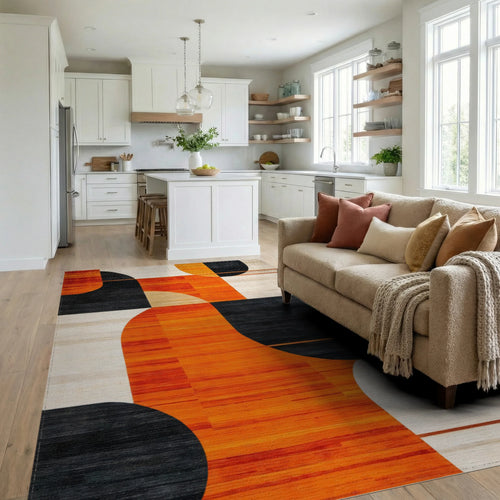 Abstract Geometric Circles Rug - Living Room View