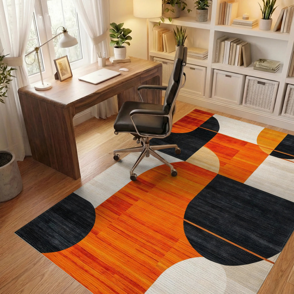 Abstract Geometric Circles Rug - Office View
