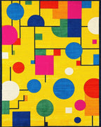 Abstract Geometric Colorful Circles Rug - Cutout View