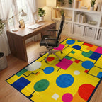 Abstract Geometric Colorful Circles Rug - Office View