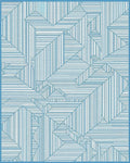 Abstract Geometric Lines Indigo Design Rug - Cutout View