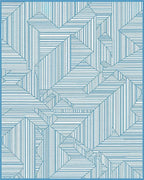 Abstract Geometric Lines Indigo Design Rug - Cutout View