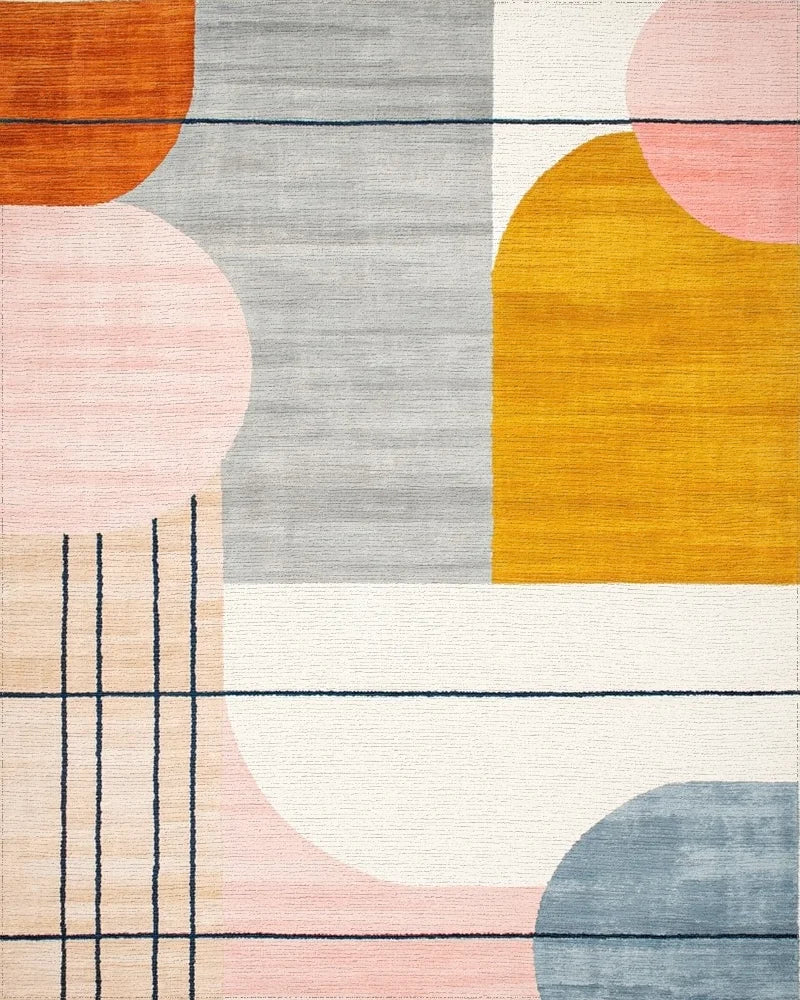 Abstract Geometric Mid Century Modern Rug - Cutout View
