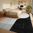 Abstract Geometric Monochrome Pattern Rug - Bedroom View