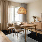 Abstract Geometric Monochrome Pattern Rug - Dining Room View