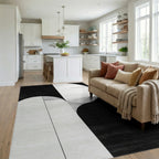 Abstract Geometric Monochrome Pattern Rug - Living Room View