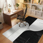 Abstract Geometric Monochrome Pattern Rug - Office View