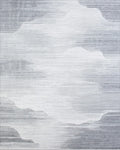 Abstract Gray Cloudscape Textured Rug - Cutout View