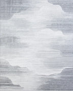 Abstract Gray Cloudscape Textured Rug - Cutout View