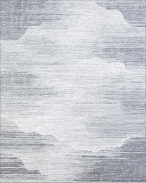 Abstract Gray Cloudscape Textured Rug - Cutout View