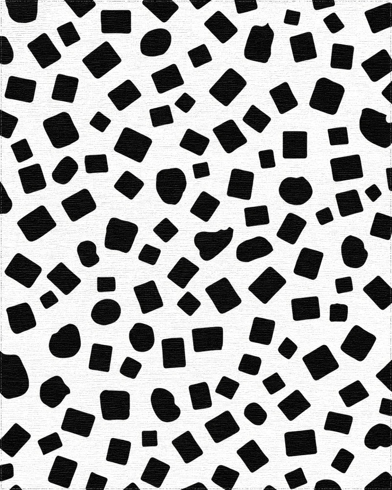 Abstract Irregular Black Shapes Rug - Cutout View