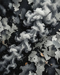 Abstract Monochrome Smoke Swirl Rug - Cutout View