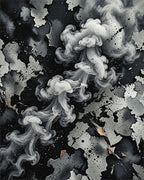 Abstract Monochrome Smoke Swirl Rug - Cutout View