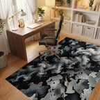 Abstract Monochrome Smoke Swirl Rug Office View