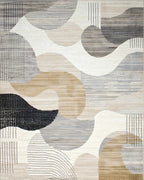 Abstract Neutral Organic Shapes Rug - Cutout View