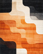 Abstract Orange Gradient Wave Rug - Cutout View