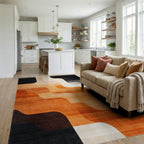 Abstract Orange Gradient Wave Rug - Living Room View