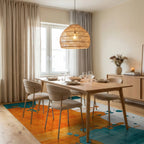 Abstract Orange Teal Splash Rug - Dining Room View