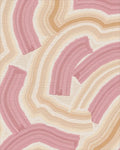 Abstract Pink Cream Brushstroke Rug - Cutout View