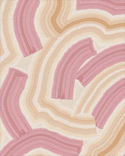 Abstract Pink Cream Brushstroke Rug - Cutout View